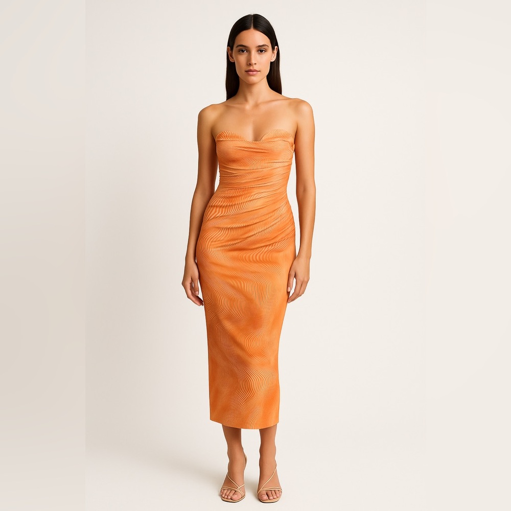 Zara Strapless Orange Dress